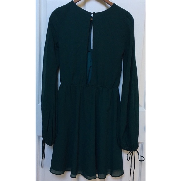 Dress the Population Mara Long Sleeve Dress Emerald Green Open Back - Picture 4 of 6